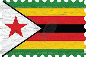 Wrinkled paper zimbabwe stamp - vector clipart