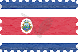 Wrinkled paper costa rica stamp - vector clip art