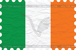 Wrinkled paper ireland stamp - vector image