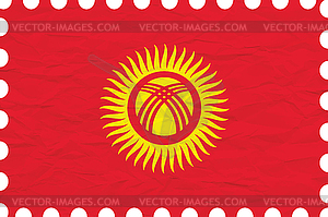 Wrinkled paper kyrgyzstan stamp - vector clip art