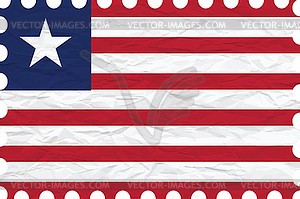 Wrinkled paper liberia stamp - vector image