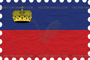 Wrinkled paper liechtenstein stamp - vector clipart