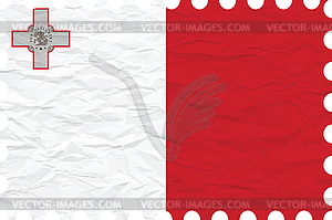 Wrinkled paper malta stamp - vector image