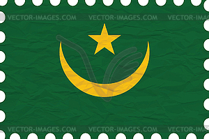 Wrinkled paper mauritania stamp - vector clipart