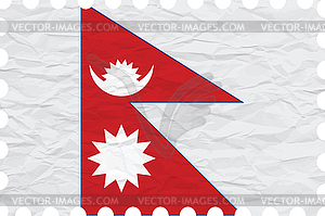 Wrinkled paper nepal stamp - vector image