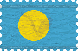 Wrinkled paper palau stamp - vector image