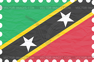 Wrinkled paper saint kitts and nevis stamp - vector clipart