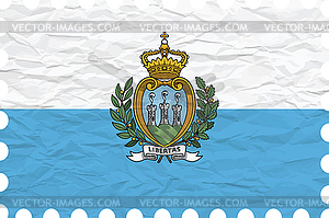 Wrinkled paper san marino stamp - royalty-free vector clipart