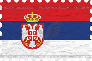 Wrinkled paper serbia stamp - vector clipart