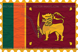 Wrinkled paper sri lanka stamp - vector image