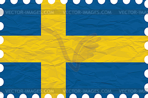 Wrinkled paper sweden stamp - vector clipart