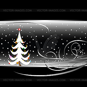 Black and white christmas tree card - vector clipart