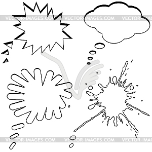 Black text bubbles against white - white & black vector clipart