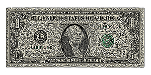 Один доллар bancnote из Соединенных Штатов Америки - изображение в векторном формате