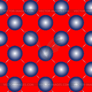 Blue spheres on red seamless pattern - vector clip art