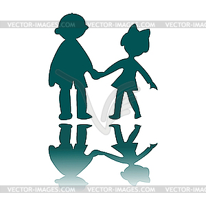 Boy and girl blue silhouettes - vector clipart / vector image