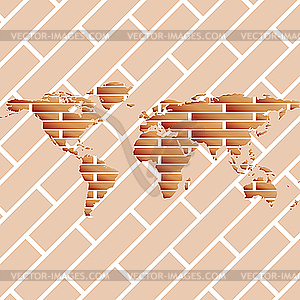 Bricks world map - vector clipart