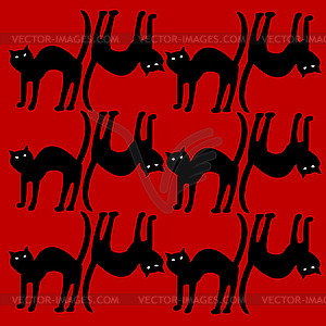 Cat pattern isolated on red - color vector clipart