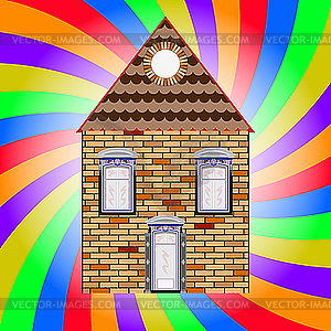 House and colored background - vector image