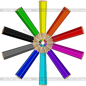 Pencils circle arrangement - vector image