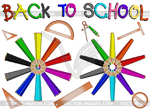 Pencils and school - vector image