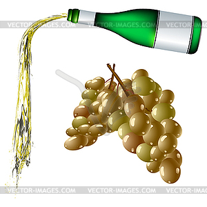 Pouring wine and grapes - vector image