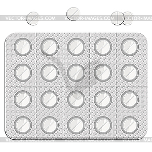 Pills in blister pack - vector clipart
