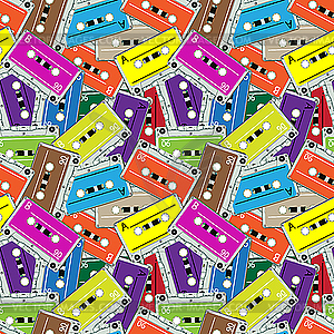 Seamless audio tapes pattern - vector clip art