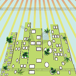 Зеленый город - векторный клипарт EPS