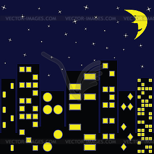 City in night - vector image