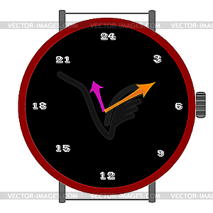 Clock with 24 ours - color vector clipart