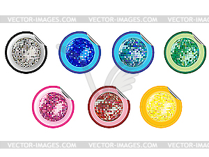 Colored disco ball stickers collection - vector image