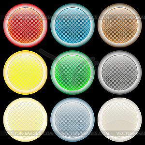 Colored glossy web buttons against black - vector image