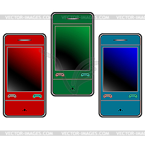 Colored mobile phones against white - vector clipart