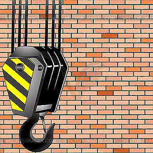 Crane hook over wall background - vector image