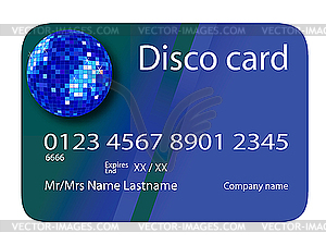 Credit card disco blue - vector clip art