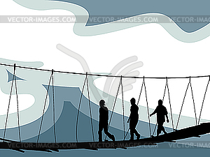 Crossing bridge - vector clipart