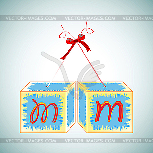 Cubes alphabet M - vector clipart