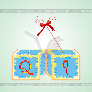 Cubes alphabet Q - vector image