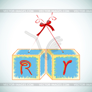 Cubes alphabet R - vector clipart