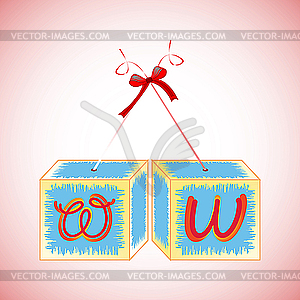 Cubes alphabet W - vector image