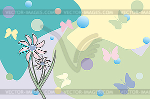 Flower and butterflies - vector image