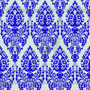Damask blue seamless texture - vector image