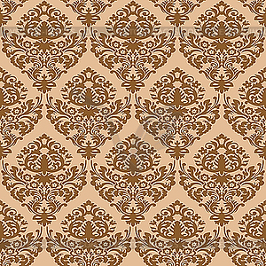 Damask brown seamless texture - vector clipart