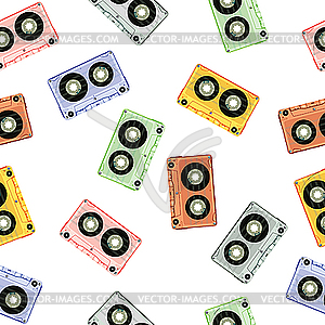 Design with retro seamless audio tapes - vector clipart / vector image