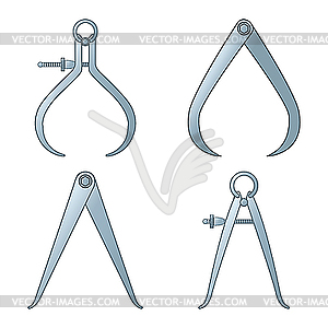 Different tipes of calipers - vector image