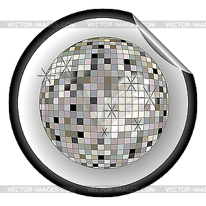 Стикер серебристый дискотечный шар - векторный клипарт EPS