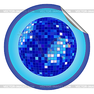 Disco ball blue sticker - vector clipart