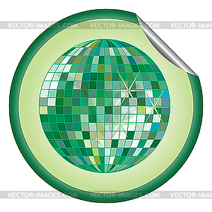 Disco ball green sticker - vector clip art