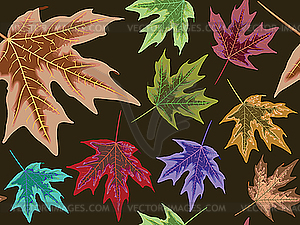 Осенняя текстура с листьями - векторный клипарт EPS